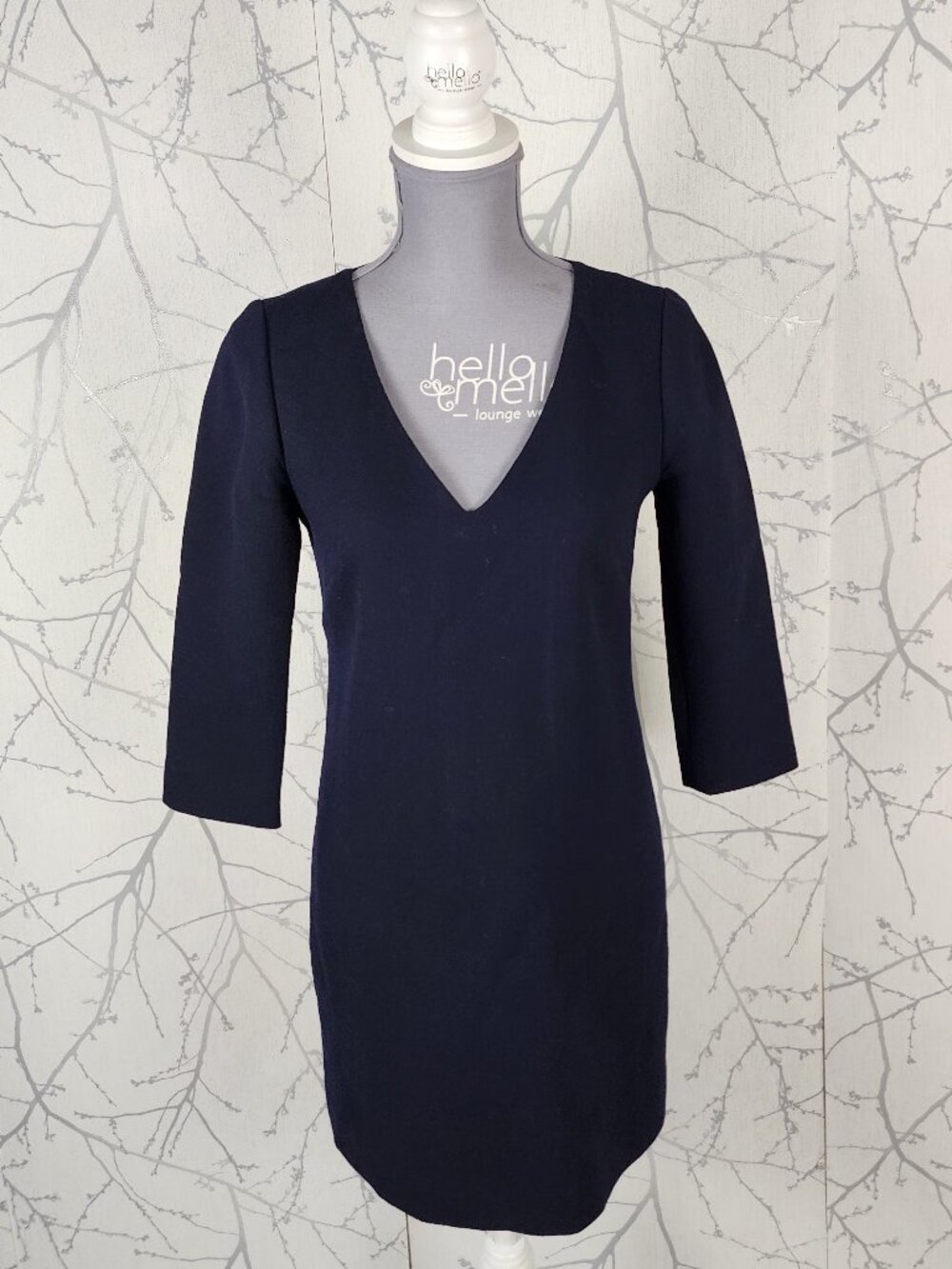 J. Crew Navy 100% Wool Crepe V-Neck Short Shift Dress